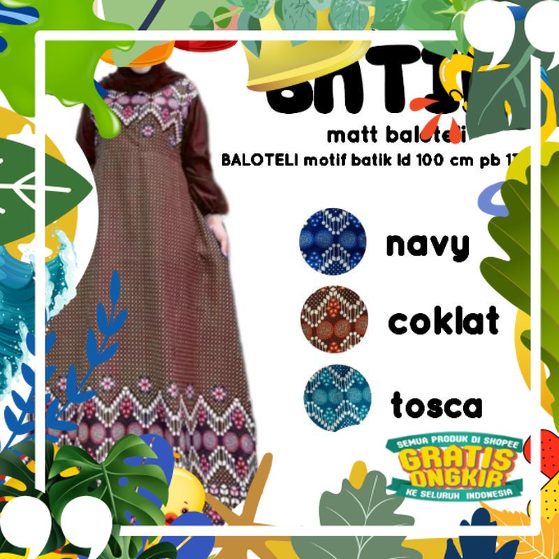 [Fashion Muslim] Gamis TUMPAL MOTIF baloteli | busui | manyung/ solat sholat ied idul adha