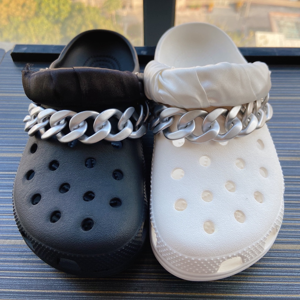 @shinydiy Crocs Fashion Chain Shoe Decoration Matte Gold &amp; Silver Series DIY-crocs Aksesoris Sepatu Rantai Fashion | asesoris wanita｜crocs jibbitz