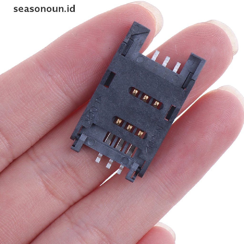 Seasonoun 10PCS Holder SIM Card Soket Kartu 6PIN Konektor Slot SIM Card Untuk Telepon.