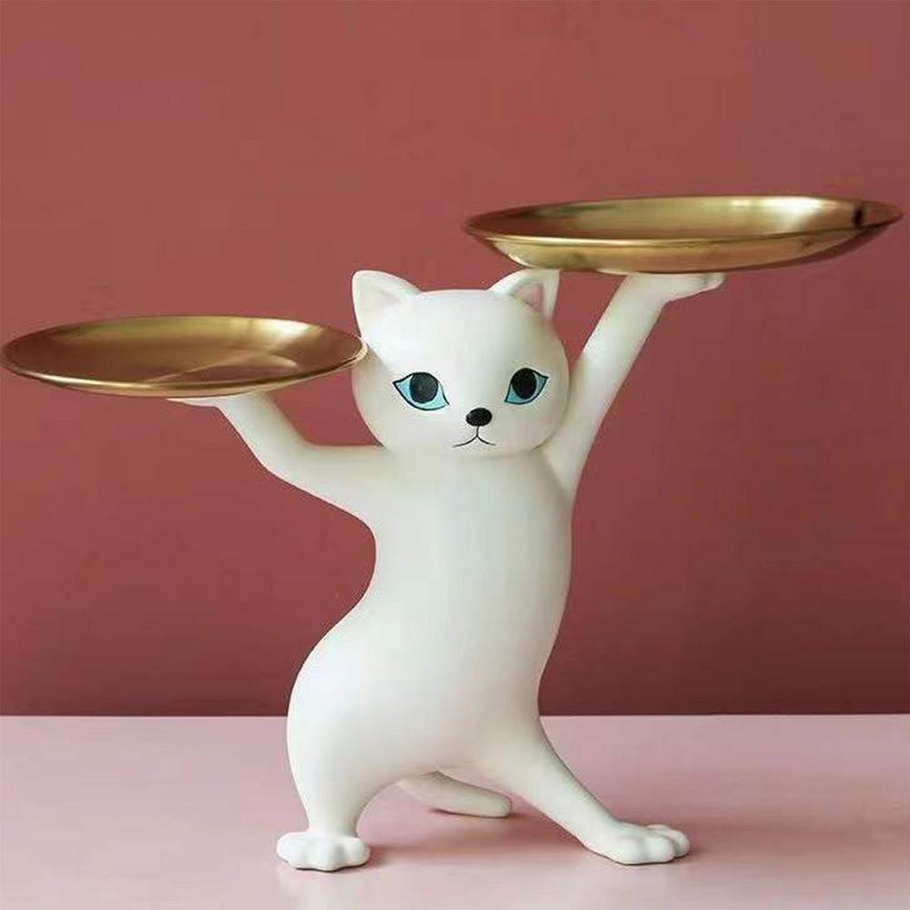 [Elegan] Dish Tray Resin Ornamen Lucu Dekorasi Rumah Kantor Bentuk Kartun Hewan Kucing Cat Dish