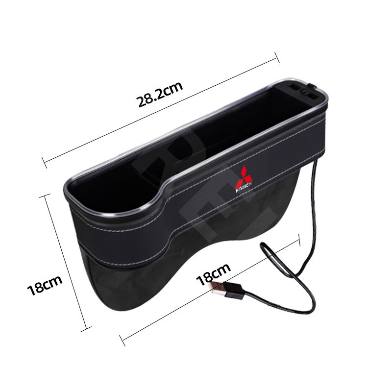 Mitsubishi LED Car Seat Slit Storage Box Dengan charging port Seat Side Gap Slit Pocket Storage Untuk Xpander Mirage Kuda Lancer Pajero Outlander Attrage