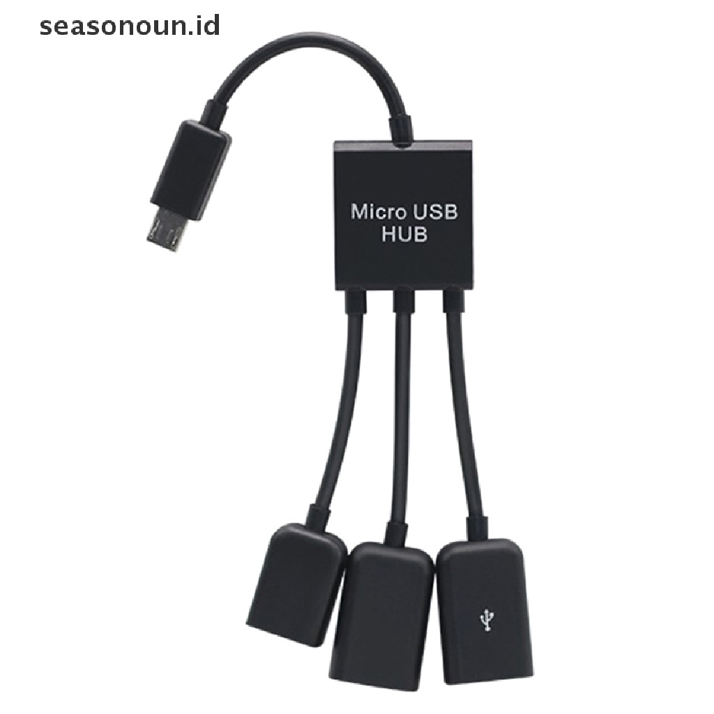 Seasonoun 3in1 Micro USB To 2konverter Adapter HUB 3port OTG Micro-USB Type-C Untuk Tablet Keyboard Mouse Android.