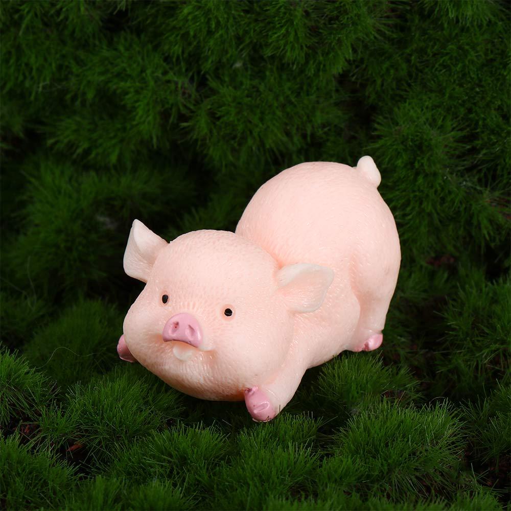 Quinton Pig Miniatur Mini DIY Pink Pig Patung Hewan Nakal Mainan Aksesori Rumah Boneka