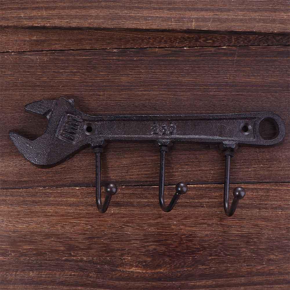 【 ELEGANT 】 Hook Cast Iron Retro Untuk Toko Bar Taman Gaya Industri Bentuk Spanner Metal Hanger