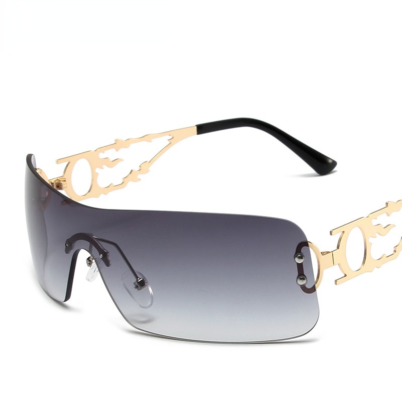 Y2k Milenium Babes Retro Rimless Aviator Sunglasses INS Fashion Kacamata Berlian