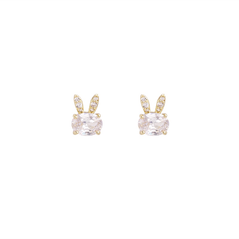 Anting Zirkon Kelinci Kecil Imut Manis Aksesoris Korea Wanita