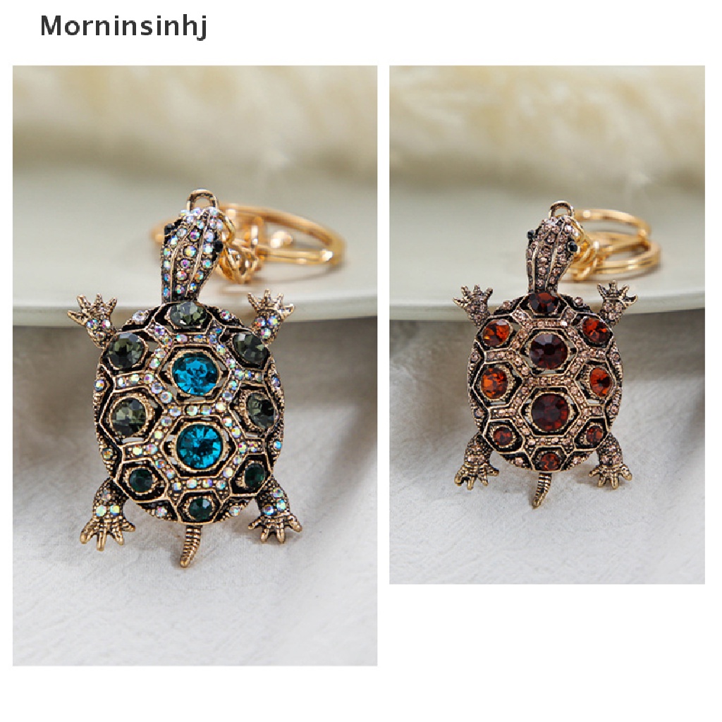 Mornin Fashion Kristal Gantungan Kunci Rings Besar Berlian Imitasi Turtle Alloy Keyring Holder Metal Pendant Keychain Bag Car Keyring Buckle Accessory id