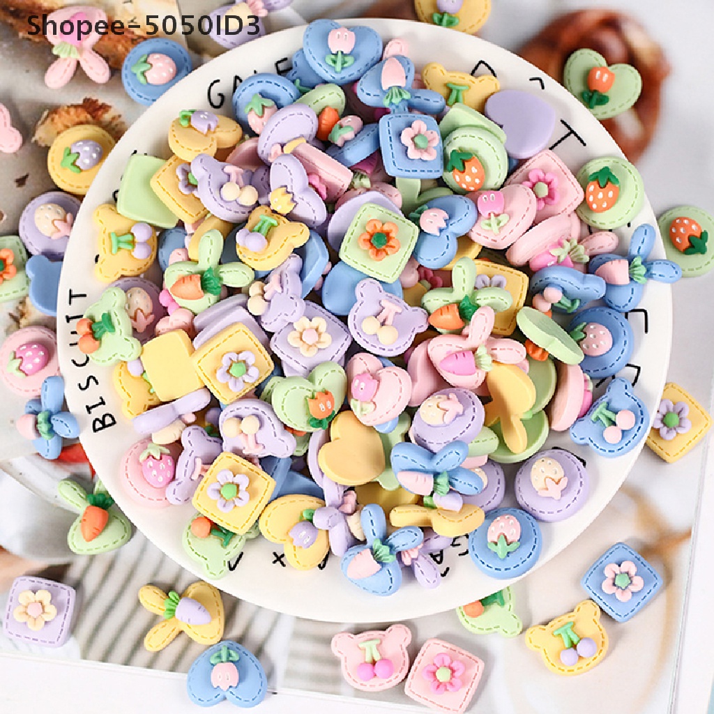 [HOT] 10pcs Mini 3D Kartun Buah Resin Scrapbooking DIY Perhiasan Craft Dekorasi [ID]