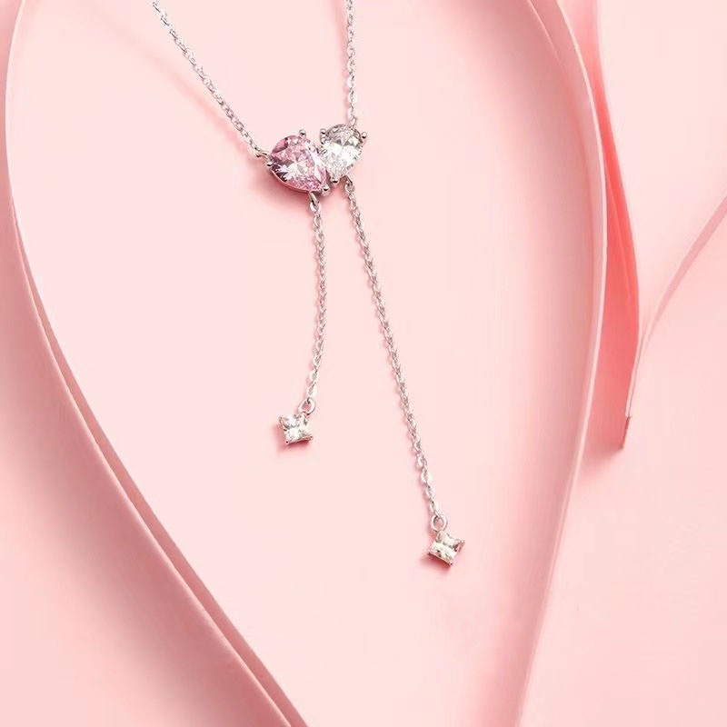 Fashion Alloy Rhinestone Water Drop Geometric Necklace for Girl