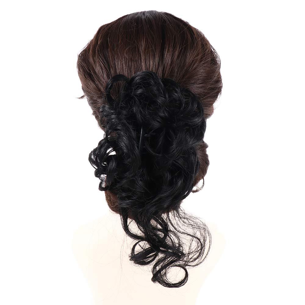 Agustinina Wig Hair Clip Elastis Gadis Punggung Kepala Hitam Coklat Penebalan Rambut Meningkatkan Volume Rambut Styling Rambut