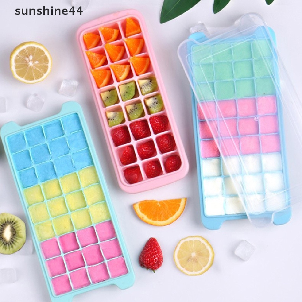 Sunshine 24/36grids Ice Tray Silicone Es Honeycomb Es Batu Kotak Es Krim Dengan Tutup ID