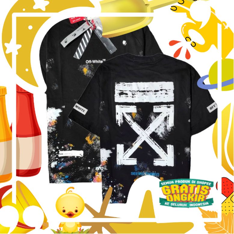 OFF-WHITE GALAXY T-shirt Full Print Oversize/ hitam oren ungu tosca khaki