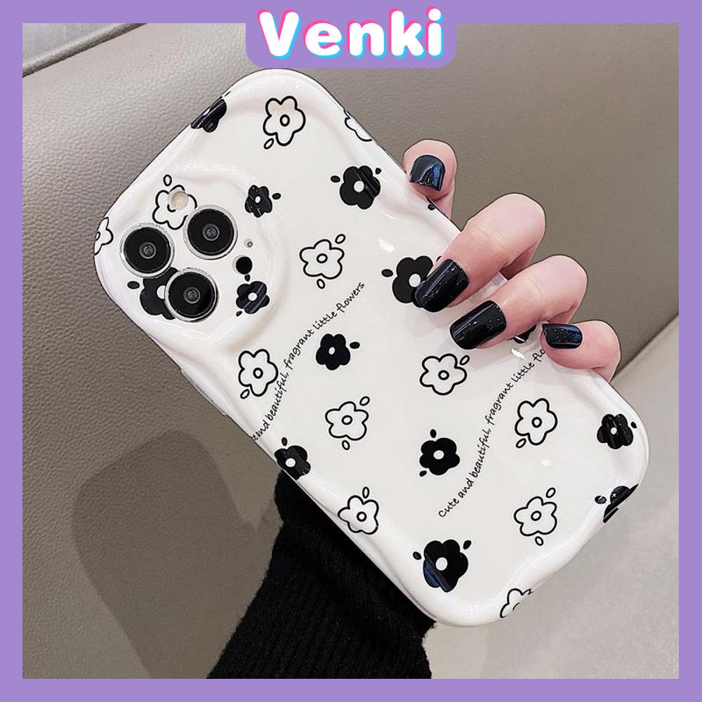 Case iPhone 11 Pro Max TPU Soft Case Glossy White Curved Wave Case Cute Flowers Camera Protection Shockproof For iPhone 14 13 12 11 Plus Pro Max 7 Plus X XR