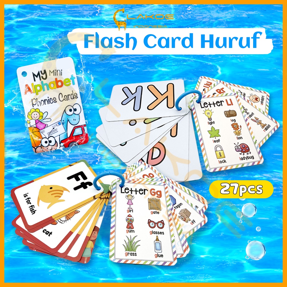 Lakoe Mainan Flashcard Huruf anak bayi/Edukasi Kartu Pintar Abjad Anak waterproof