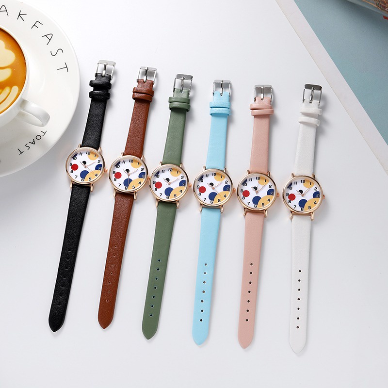 HBS 180 Jam Tangan Strap PU Analog Casual Gaya Retro Untuk Wanita Watch Korean Fashion