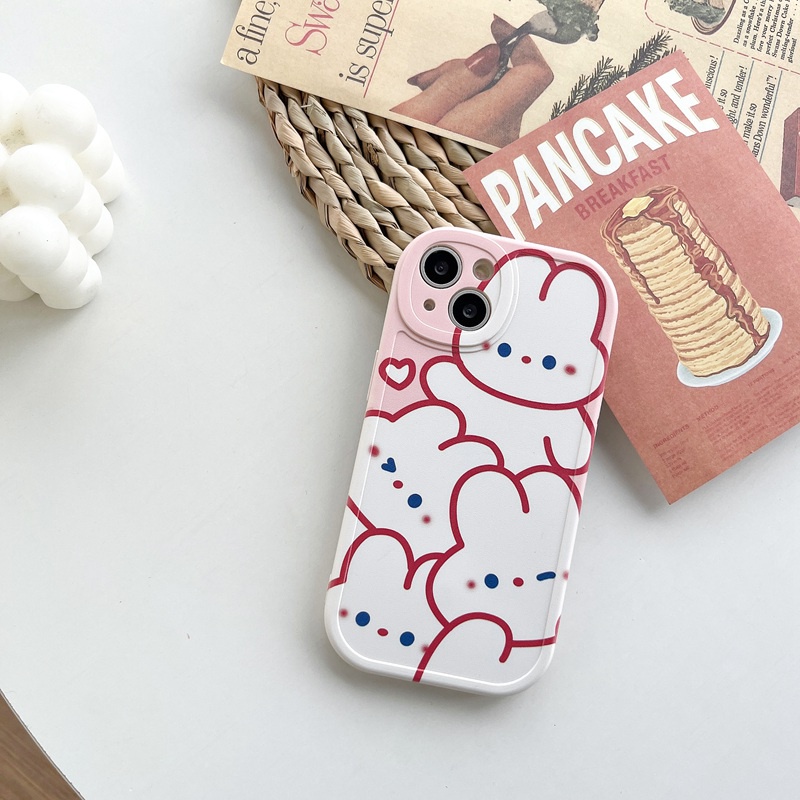 Pink Rabbit Soft Case OPPO A9 A5 A31 A53 A33 2020 A7 A5S A12 A11K F9 F11 A15S A35 A52 A92 A54 A36 A96 A83 A57 A3S A16 A1 Pro Reno 3 5 6 7Z 9 bear Lucu