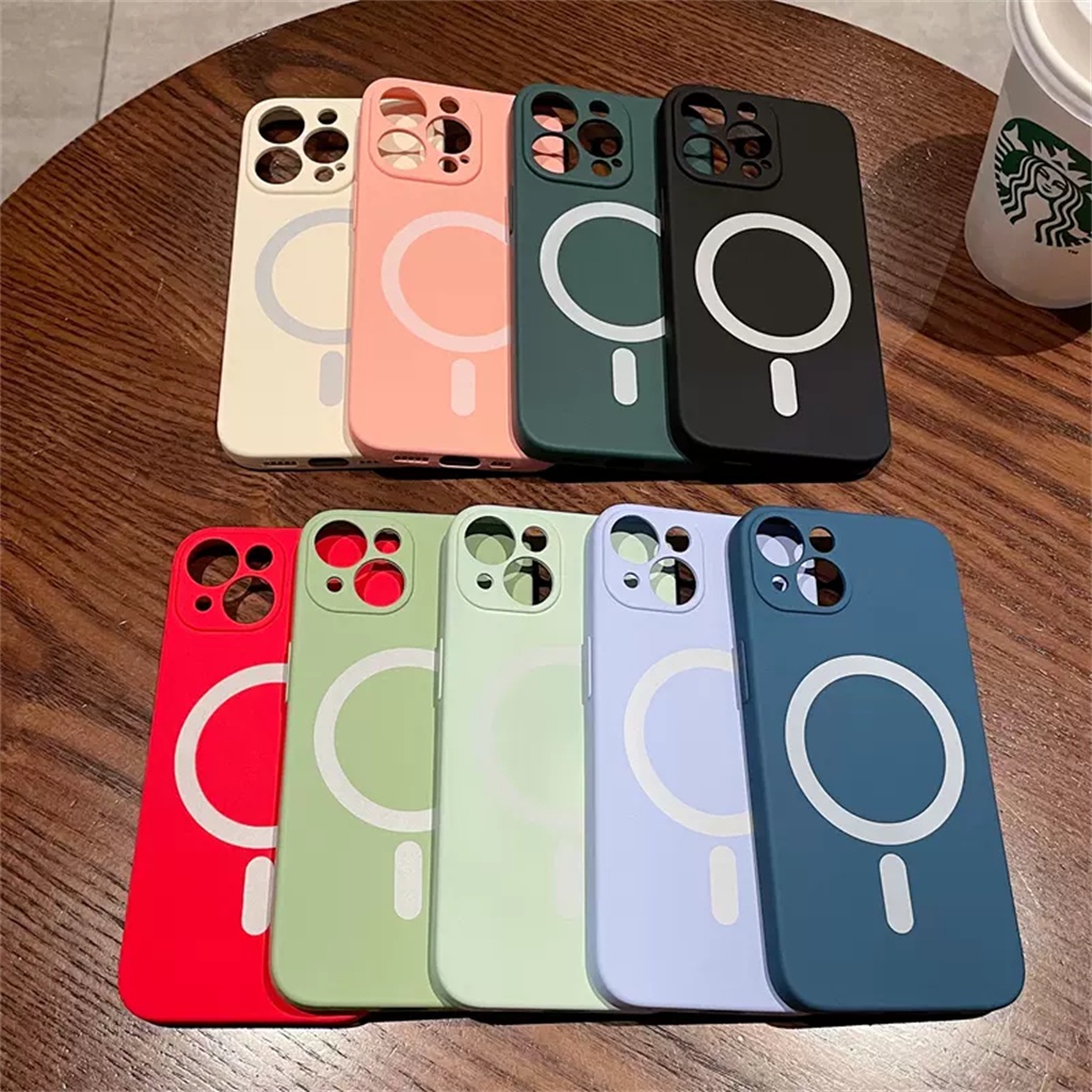 Case Magnet Silikon Cair iPhone 14 Pro Max Plus Case Iphone12 13 Pro Max Kotak Case11 Promax Mewah Tertutup Penuh shockproof Beludru Lembut Penutup Belakang