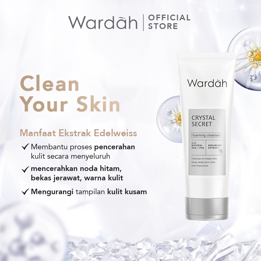 Wardah Crystal Secret Foaming Cleanser with Natural AHA+PHA sabun cuci muka 100 ml