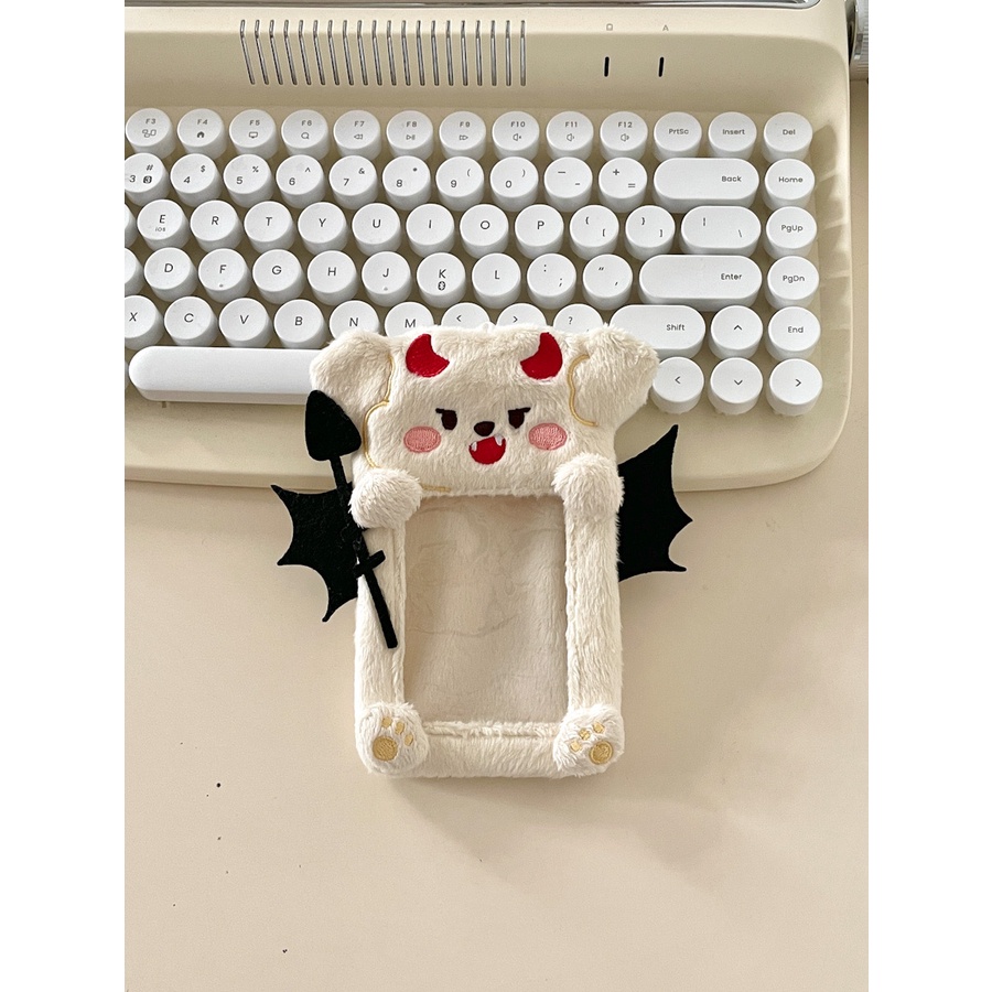 Cute Angel and Devil Plush Card Holder Korea ins Polaroid Goo Card Aidou Photocard Display Liontin