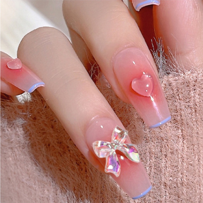 Resin Ikatan Simpul Warna-Warni Manicure Sticker/Tiga Dimensi Berlian Imitasi Pesona Kuku Decal Aksesoris