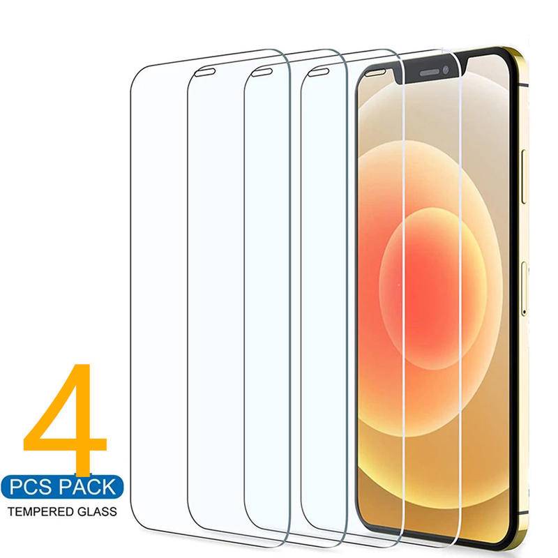 4pcs Kaca Pelindung Nyala Untuk Iphone14 13 12 11 Pro MAX Plus Mini Pelindung Layar Untuk iPhone X XS MAX XR 78 6 6S Plus SE 2022 2020 Tempered Glass