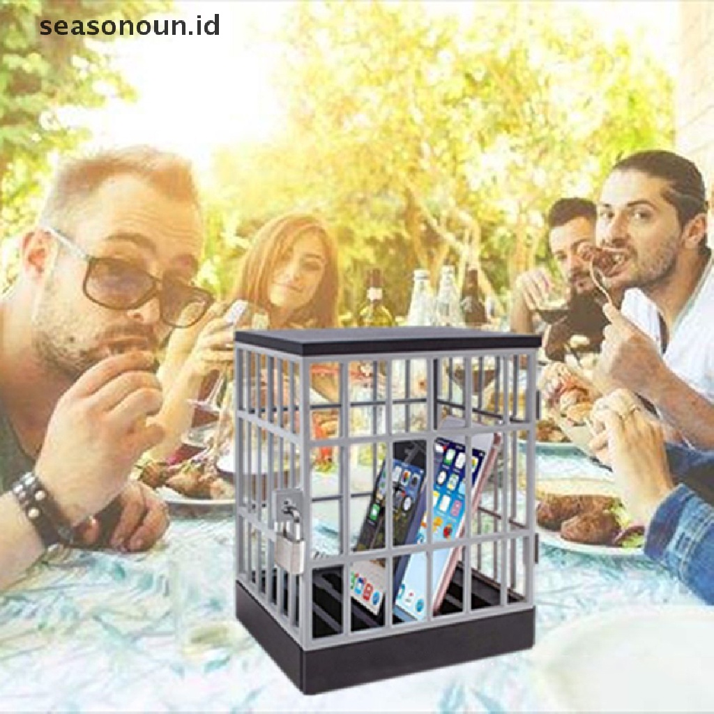 Seasonoun Cell Block Cell Phone Jail with Lock and Keys Kotak Gadget Penyimpanan Rumah Kantor.