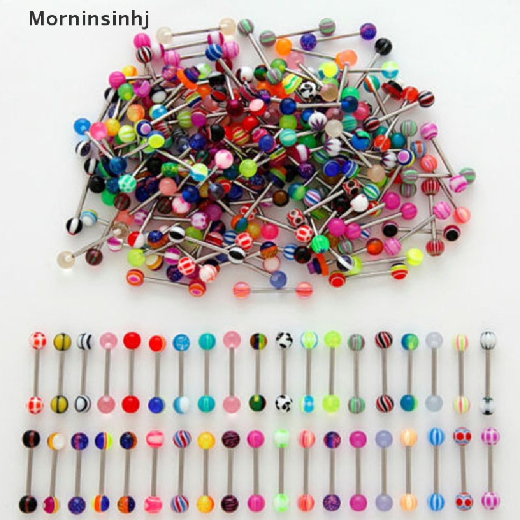 Mornin10/30/50campur Akrilik 316L Lidah Nipple Bar Cincin Barbel Perhiasan Tubuh id