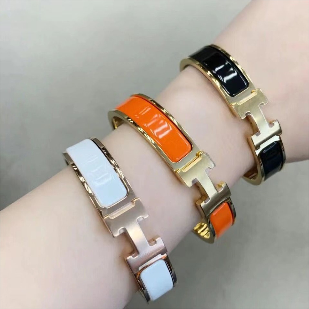 Populer Klasik Retro Sempit Surat H Gelang High-End Multicolor Disepuh 18 K Emas Gelang Gelang Hadiah Pacar Hadiah Liburan