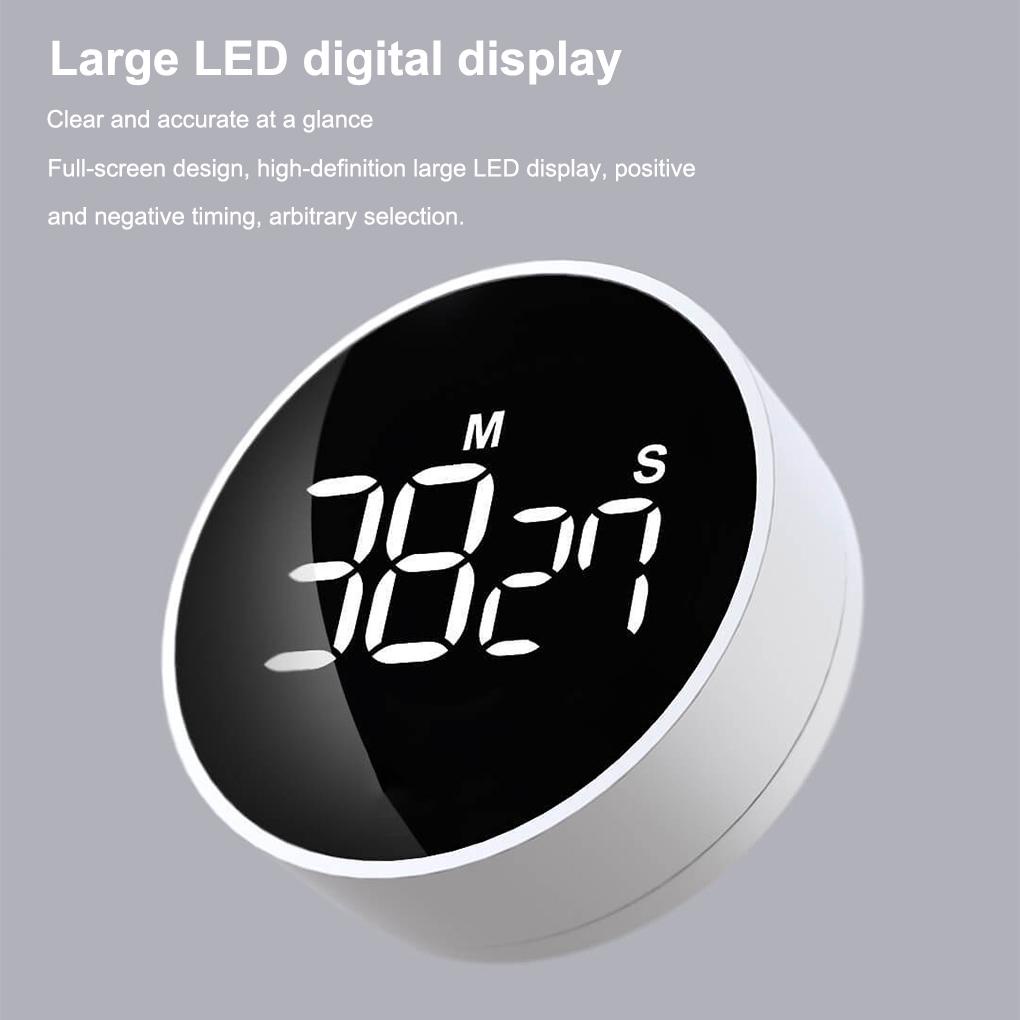 Rotary Kitchen Timer LED Layar Penuh Digital Belajar Belajar Stopwatch Portable Manual Running Olahraga Alarm Pengingat Waktu