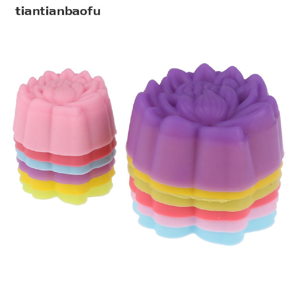 [tiantianbaofu] 5pcs 3/5cm Lotus Silicone Cetakan Kue Muffin Baking Non Reusable Molds Butik