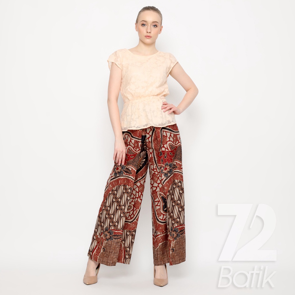 CELANA KULOT BATIK Premium Motif Parang Roll Warna Merah Hitam 723196 Cap 72 -  Layer Lawasan Celana Tumpuk Kerja Kantoran Bawahan Kebaya