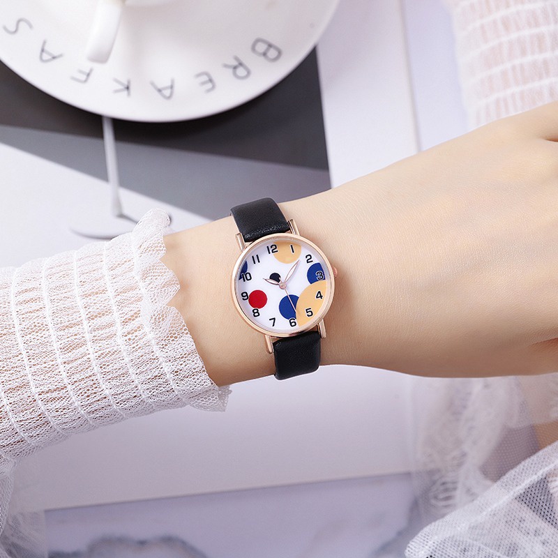 HBS 180 Jam Tangan Strap PU Analog Casual Gaya Retro Untuk Wanita Watch Korean Fashion