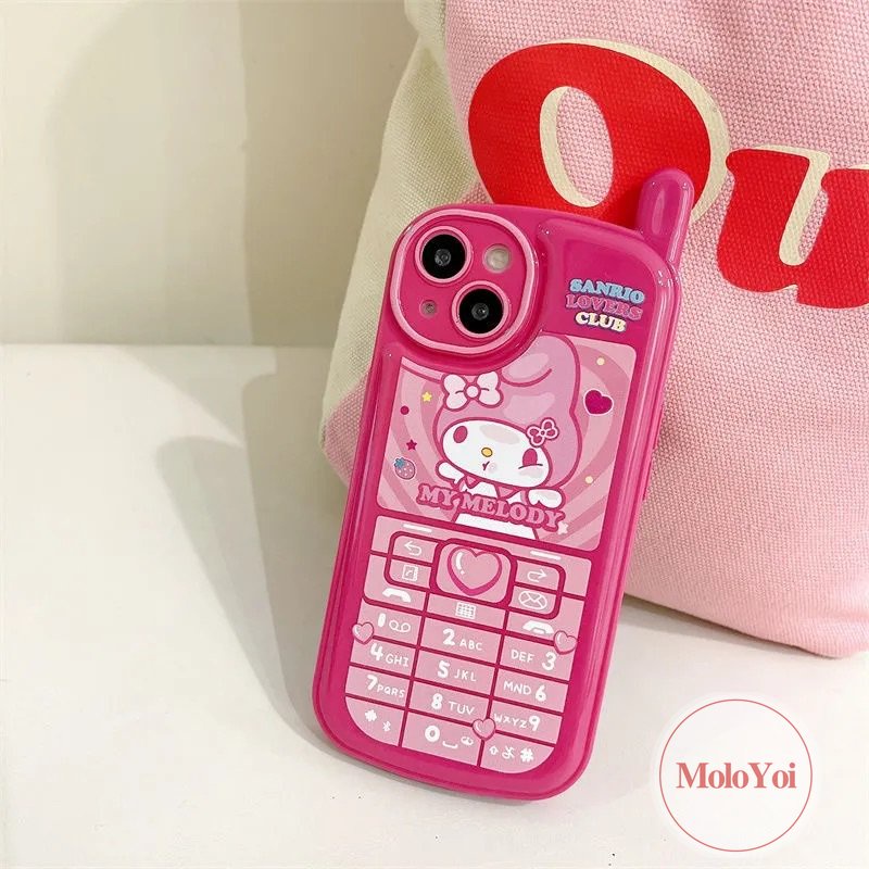 IPHONE Kartun Imut Melody Coolommy Case Kompatibel Untuk Iphone11 7 8 Plus XR 14 13 12 Pro MAX X XS MAX Kepribadian Retro Bentuk Ponsel Seluler Soft Cover