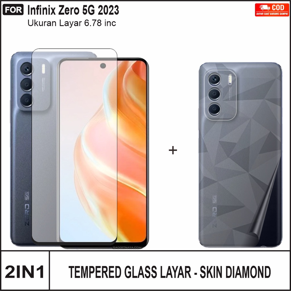 Tempered Glass Layar Infinix Zero 5G 2023 Free Skin Diamond