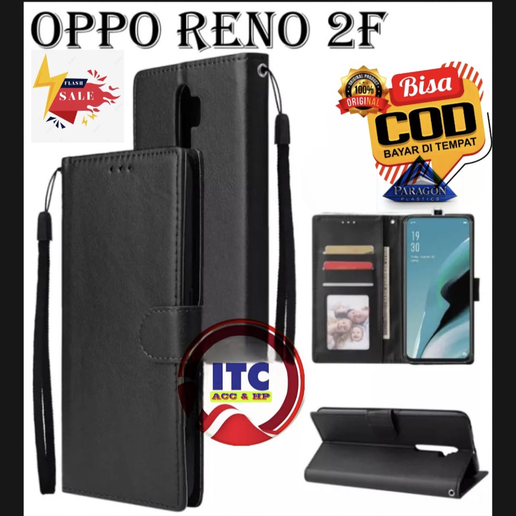 CASE PREMIUM FLIP KULIT DOMPET TYPE HP OPPO RENO 2F RENO 2Z  LEATHER MAGNETIC FLIPCOVER IMPORT HARDC