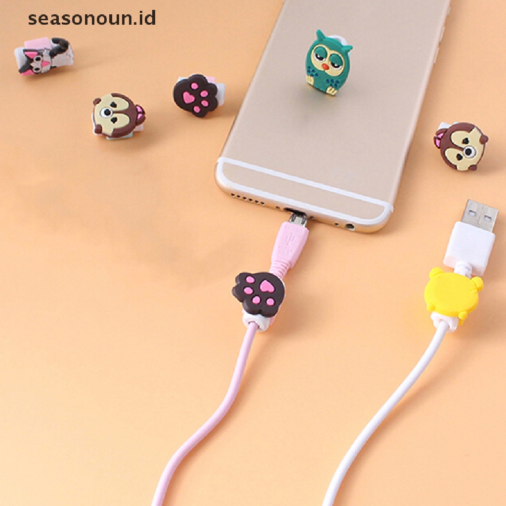 Seasonoun 4xCartoon charging cable protector cute cord protection cover organizer Kawat.