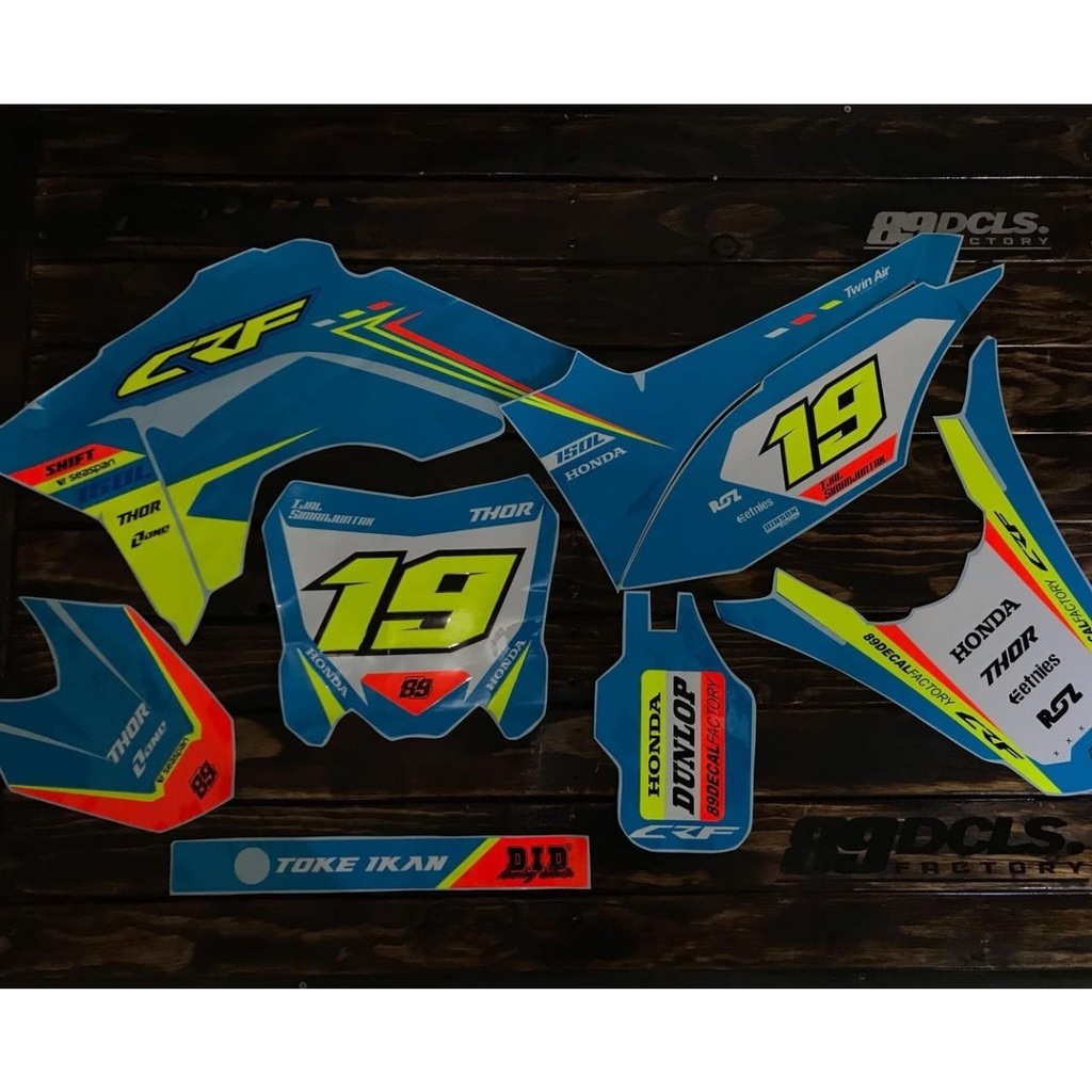 (BISA COD) DECAL KLX  / DECAL CRF / SUPERMOTO / GORDON KOMBINASI ORANGE DAN KUNING STABILO 
 KODE OM