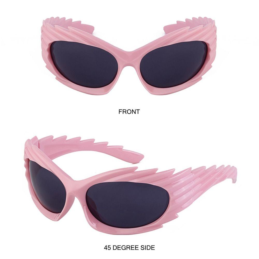 R-flower Y2K Kacamata UV400 Untuk Wanita Pria Silver Punk Hip Hop Eyewear Shades