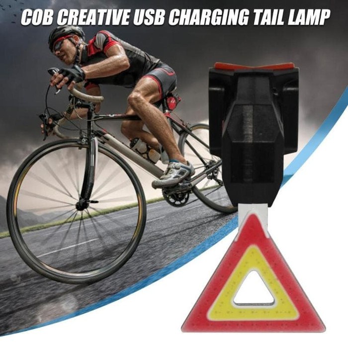 LAMPU SEPEDA COB LED BICYCLE TAI LAMP BELAKANG SEGITIGA USB CAS murah