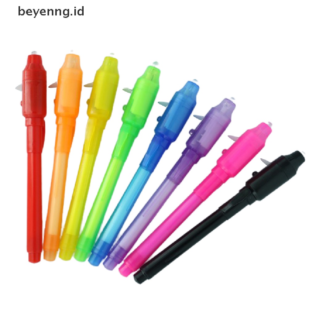 Beyen 1/3pcs 2in1 Magic Luminous Light Pen UV Wrig Invisible Ink Pen Mainan Anak ID
