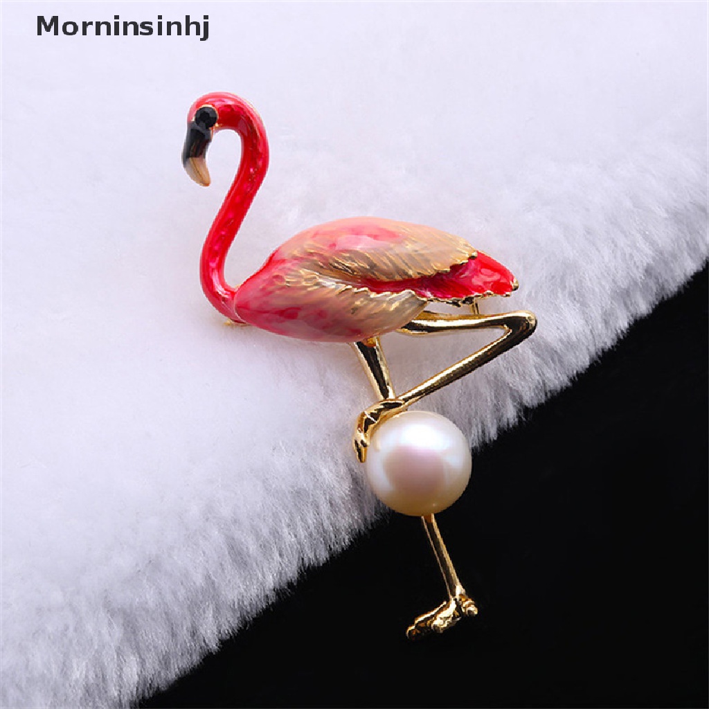 Mornin Bros Flamingo Hidup Unisex Wanita Dan Pria Brooch Pin Burung Baju Mantel Perhiasan id