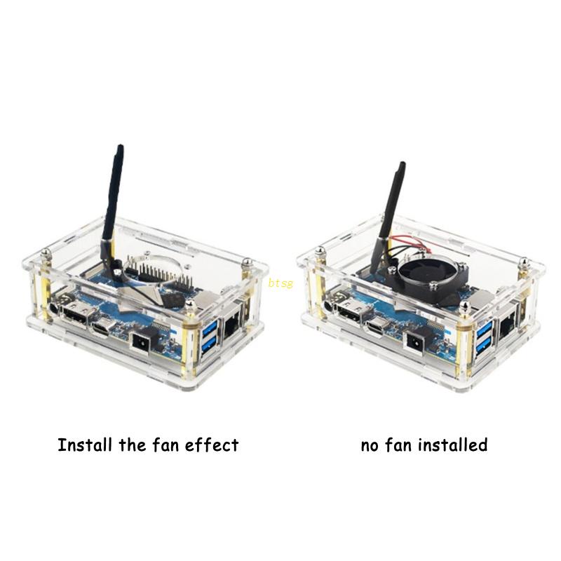 Btsg Heatsink Untuk Case Untuk Orange Pi 4lts Akrilik Untuk Case DIY Dengan Fan Pendingin Tenang Heatsink Kit Tahan Lama