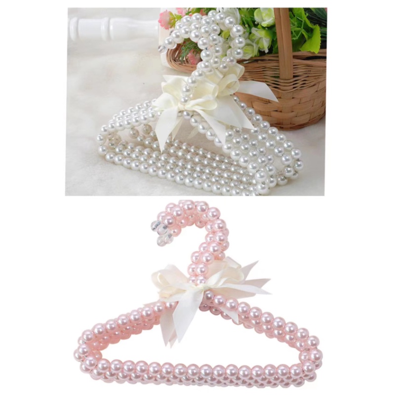 1pc Gantungan Mutiara Anjing Kualitas Bagus Stainless Steel Pink/Putih Baju Anjing Cantik Gantungan Girly Heart Pearl Hanger Rack Cat/Dog Clothing Pet Supplies Hanger