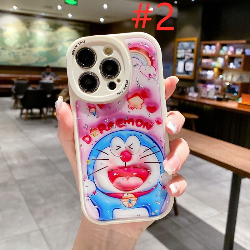 IPHONE Lovely Rainbow Doraemon Flash Soft TPU Case HP iP Iphone14 13 12 11 Pro Max FTD Casing Apple