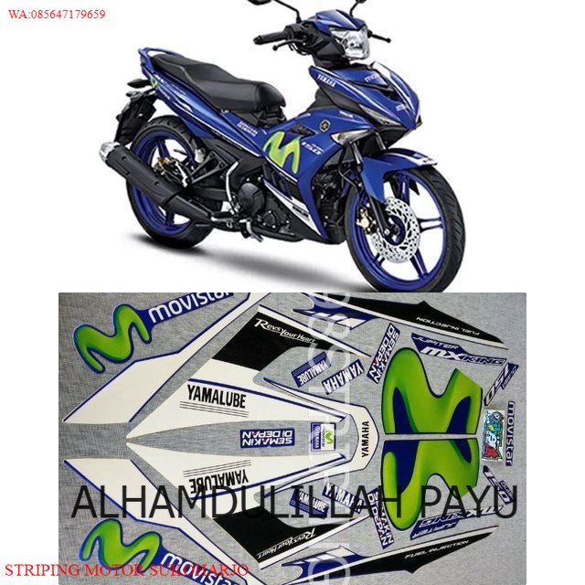 (ORI) STRIPING JUPITER MX KING MOVISTAR BIRU TAHUN 2016 STIKER LIS STANDAR ORI YAMAHA POLET KUALITAS