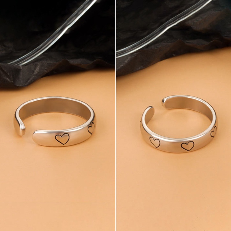 Cincin Simple Bentuk Hati Warna Silver Untuk Wanita Minimalis Vintage Hadiah Perhiasan Pesta Ulang Tahun