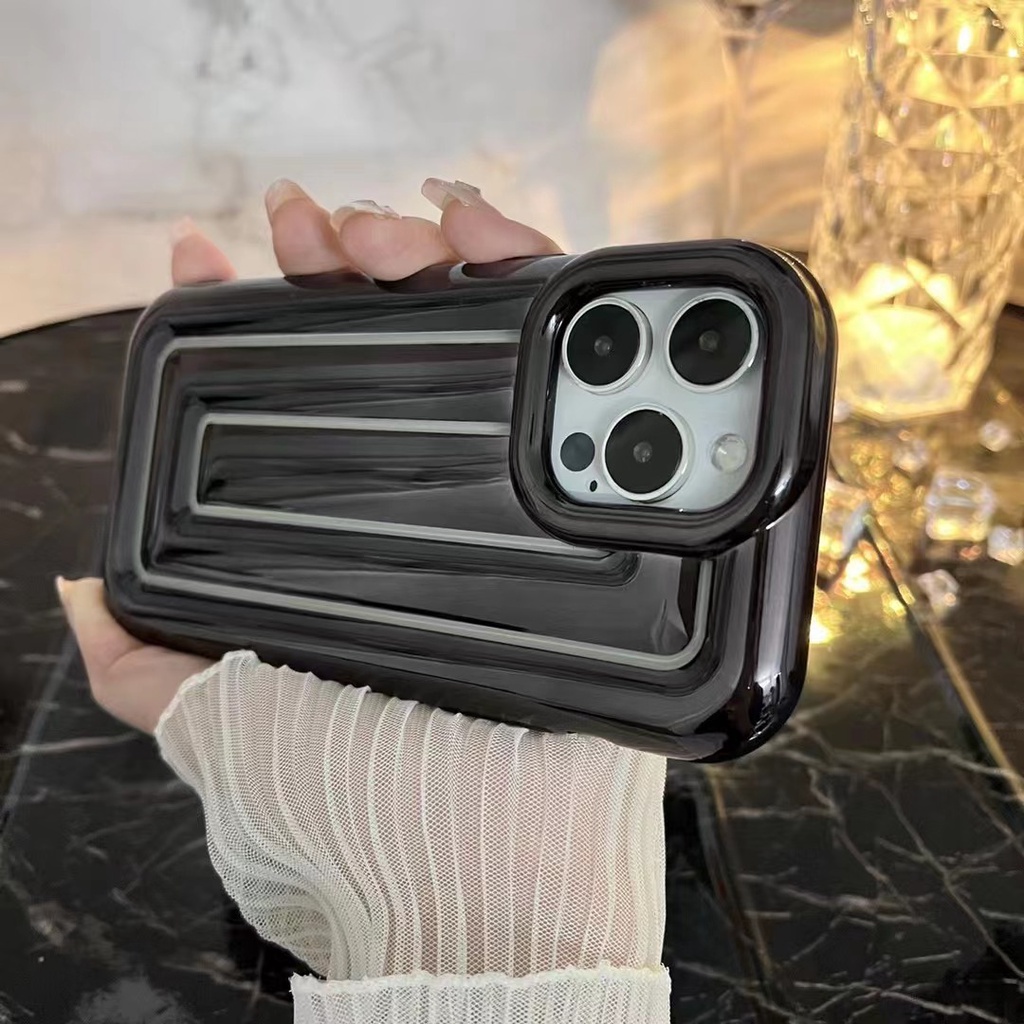 IPHONE Mewah Kreatif 3D Garis shockproof Case Iphone14 Pro Max14Plus Iphone13 12 Pro Max11 Case Tertutup Penuh shockproof Pelindung Penutup Belakang