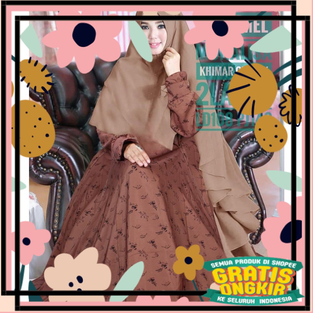 gamis syarii batik monanalisa premium set khimar seruty bebydoll 2 layer terbaru / lucu