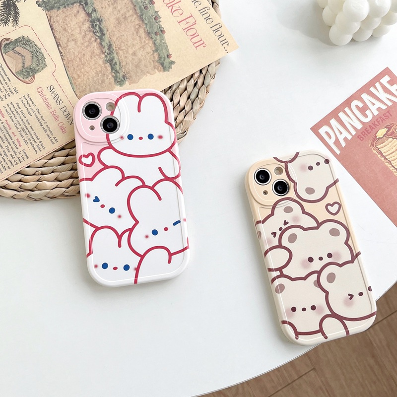 Pink Rabbit Soft Case OPPO A9 A5 A31 A53 A33 2020 A7 A5S A12 A11K F9 F11 A15S A35 A52 A92 A54 A36 A96 A83 A57 A3S A16 A1 Pro Reno 3 5 6 7Z 9 bear Lucu