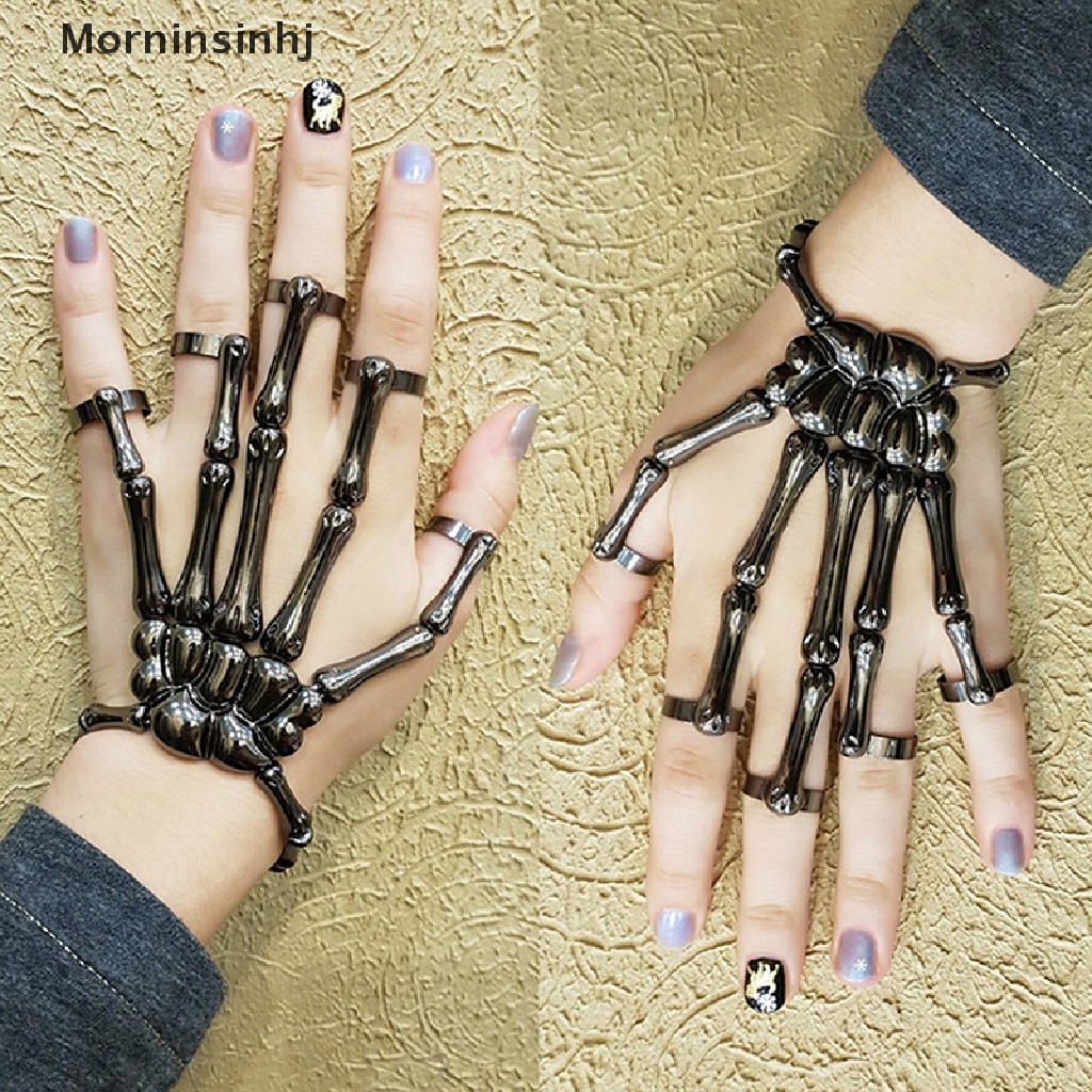 Mornin Steam Punk Gelang Gothic Tangan Tengkorak Kerangka Adjustable Bangles Perhiasan id